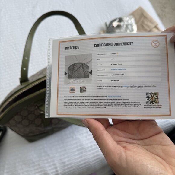 GUCCI Large Joy Boston Bag for Women, GG Canvas Green. Auth - Picture 16 of 16